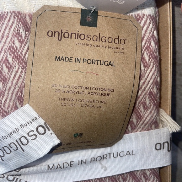 Antonio Salgado Throw Blanket BCI Cotton Blend 50x63”Made Portugal In A Gift Box - Picture 6 of 6